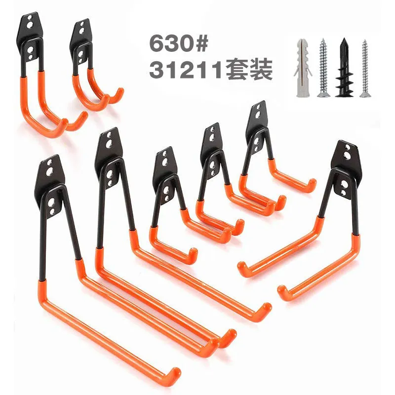 Carbon steel wire wrap board metal storage rack with a fixed hook in a bright orange finish.