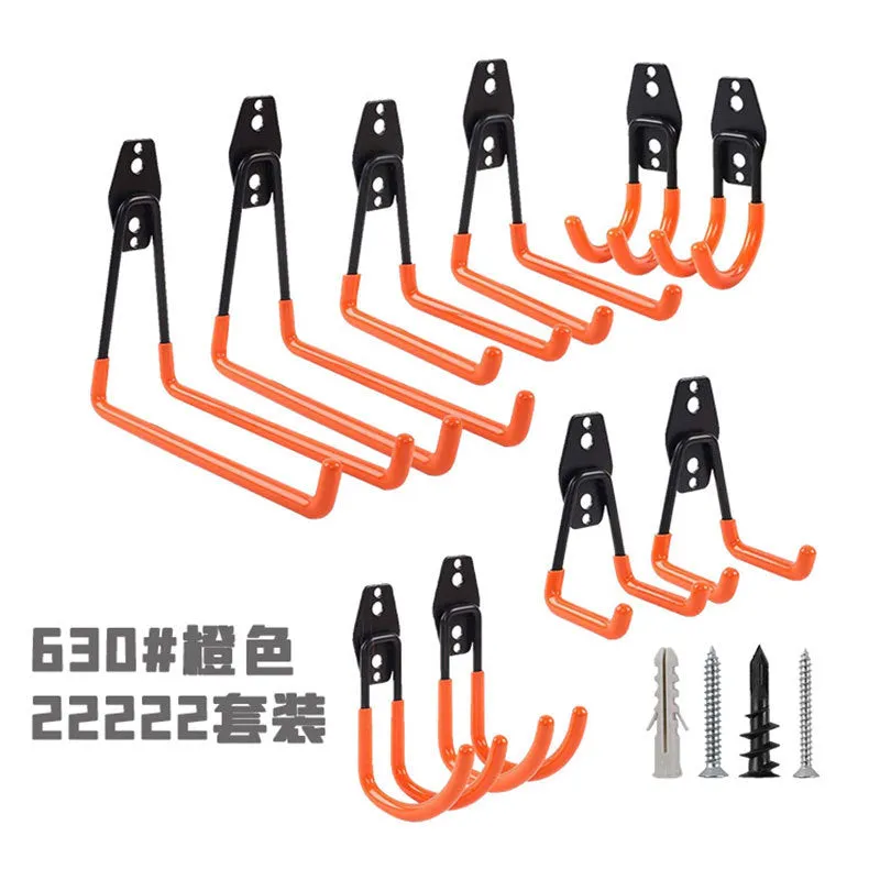 Carbon steel wire wrap board metal storage rack with a fixed hook in a bright orange finish.