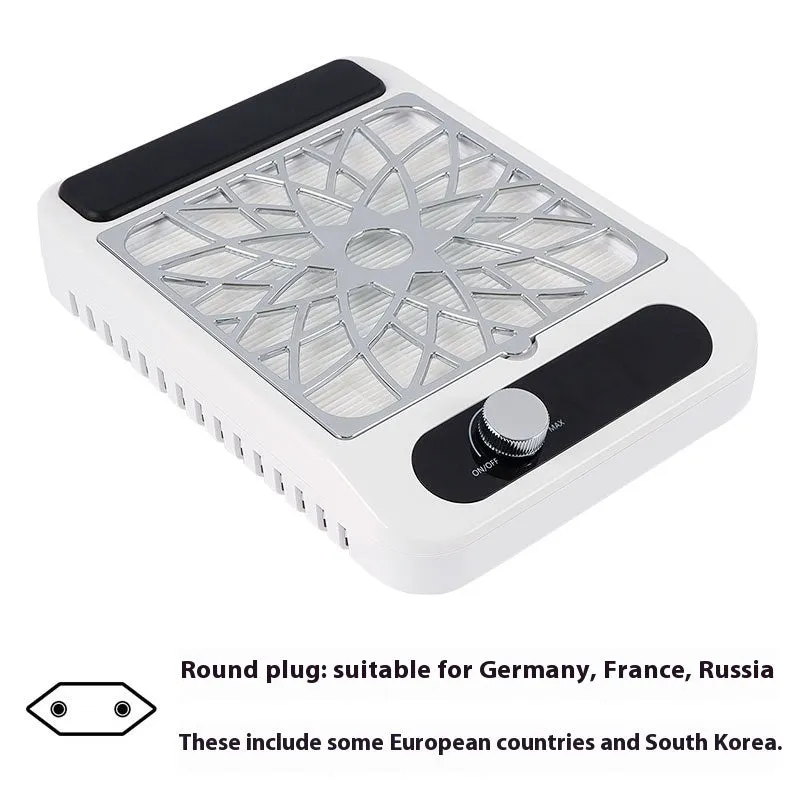 White adjustable speed nail dust collector with filter net for nail treatments