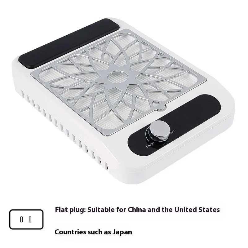 White adjustable speed nail dust collector with filter net for nail treatments