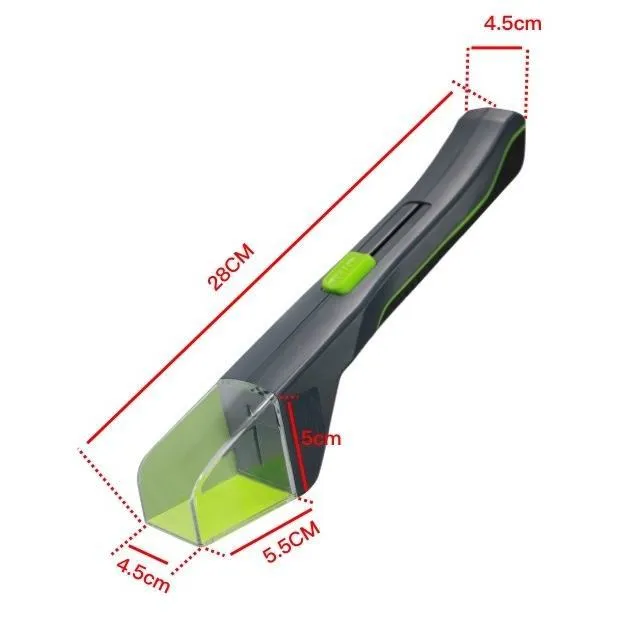 Green handheld plastic insect catcher with soft grip handle for garden pest control
