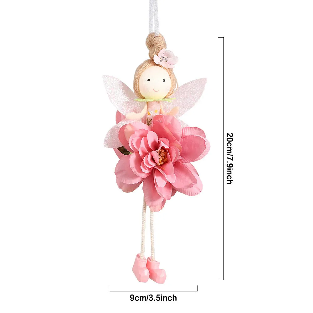 Cloth pendant decoration with elf fairy and flower angel girl design in multiple colour options