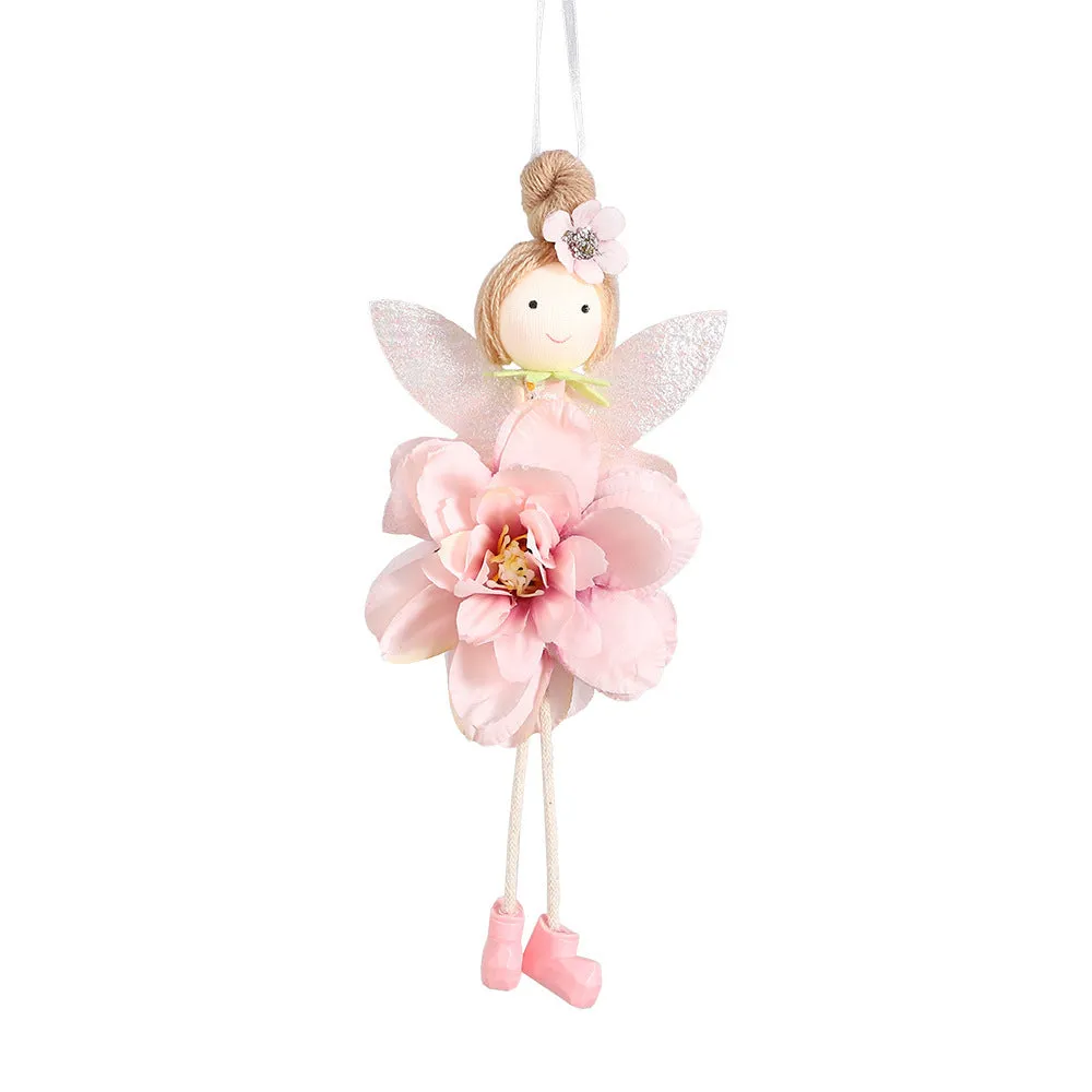 Cloth pendant decoration with elf fairy and flower angel girl design in multiple colour options