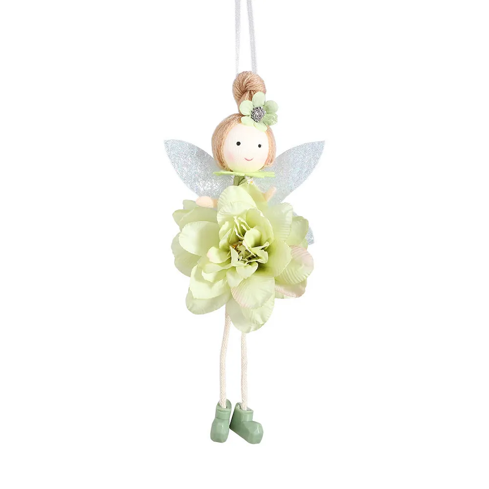 Cloth pendant decoration with elf fairy and flower angel girl design in multiple colour options