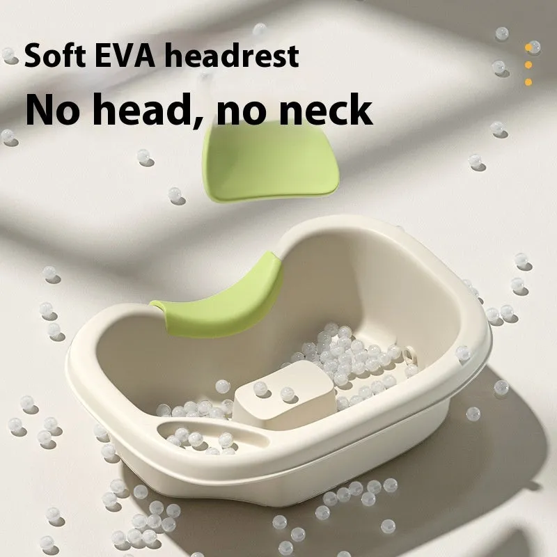 Light pink portable shampoo basin with head pillow for lying down hair washing