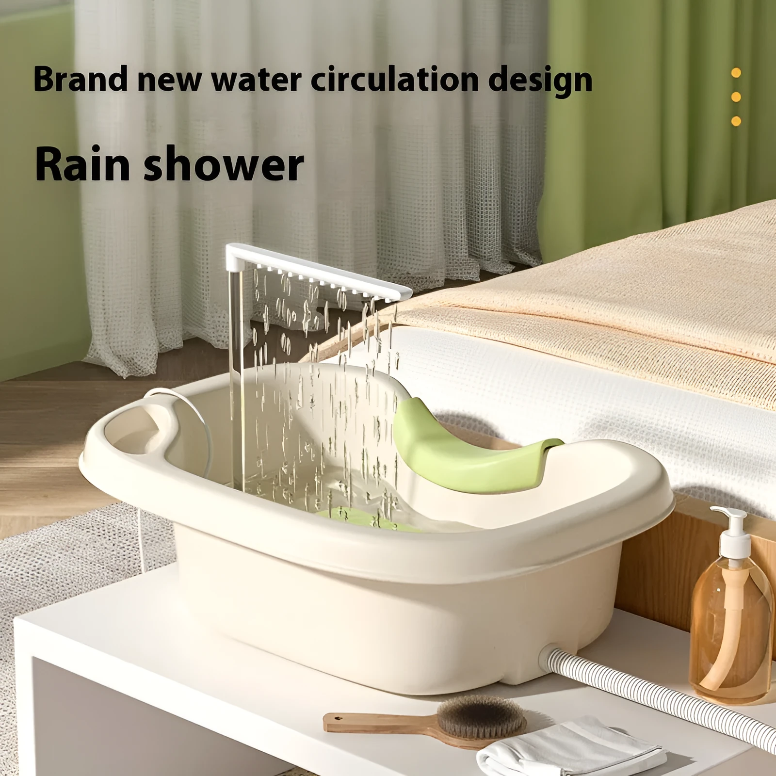 Light pink portable shampoo basin with head pillow for lying down hair washing