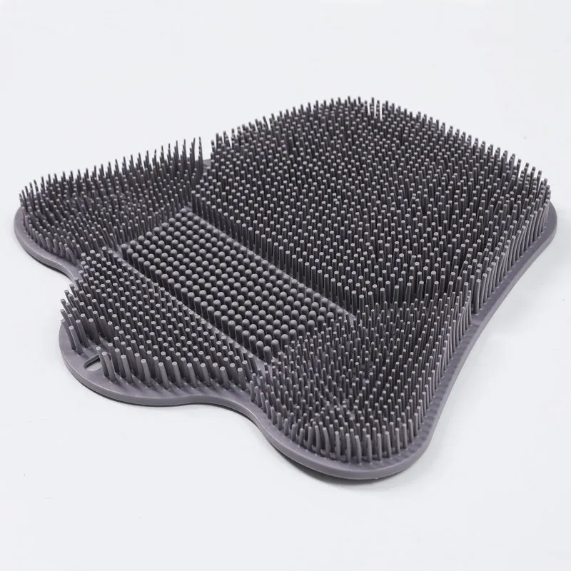 Blue silicone bath massage mat measuring 31x32cm with textured surface and suction cups for back rubbing