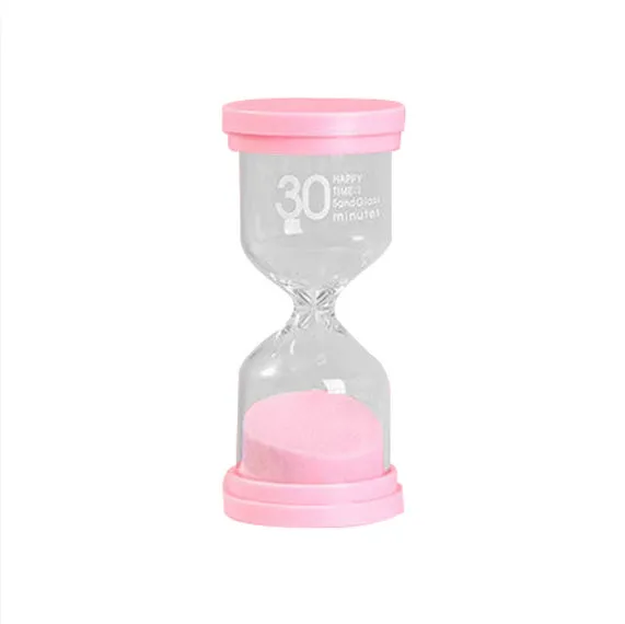 Handmade glass sand clock timer in blue colour showing sand flow for time intervals.