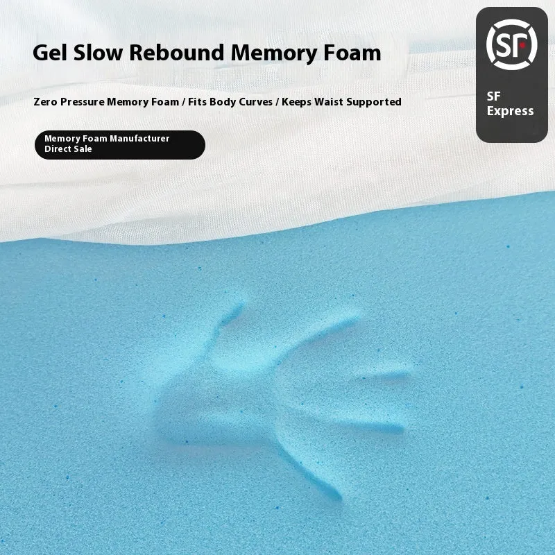 Thin gel memory cotton tatami mattress showing size and thickness options on a tatami mat.