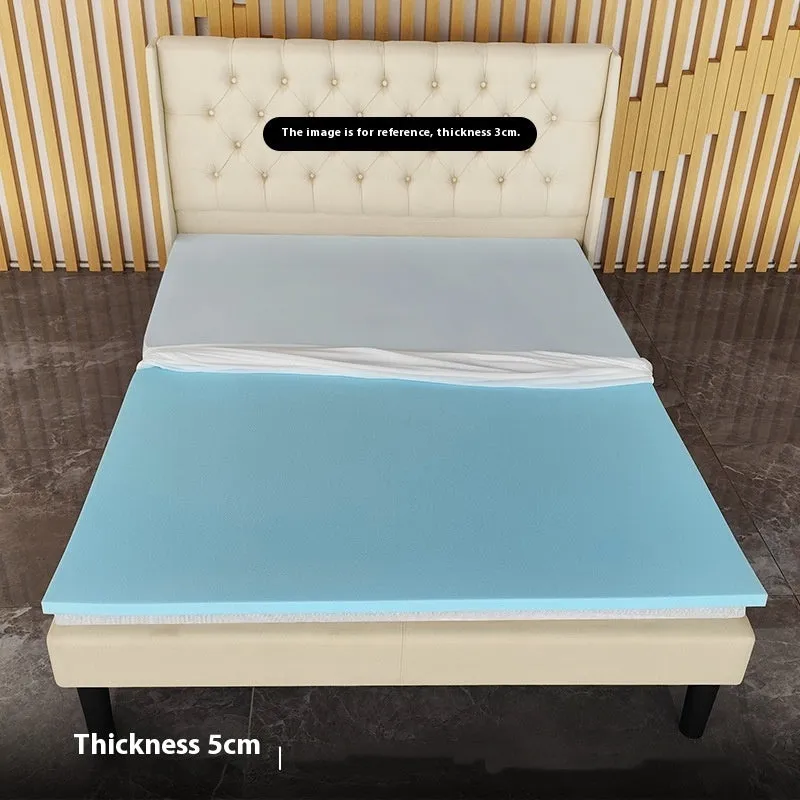 Thin gel memory cotton tatami mattress showing size and thickness options on a tatami mat.