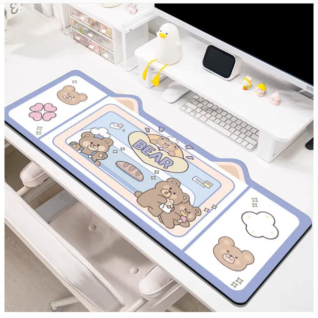 Oversized natural rubber desk pad mouse mat in solid colour on a wooden desk