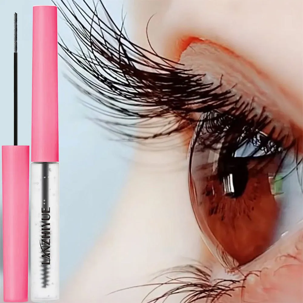 White eyelash growth liquid with applicator brush for lash thickening