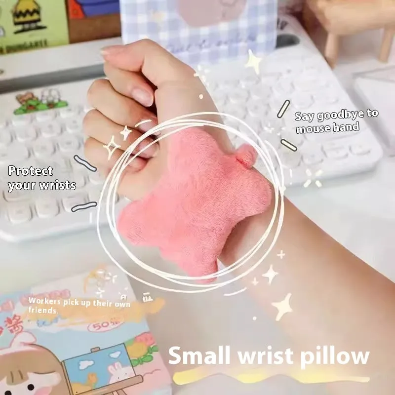 Plush fabric wrist protector mouse pad in blue colour for keyboard typing support