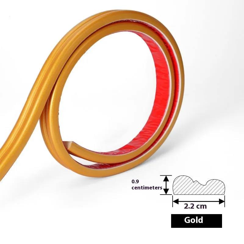 Flexible white PVC self-adhesive edge banding strip for wall shaping and backdrop borders.