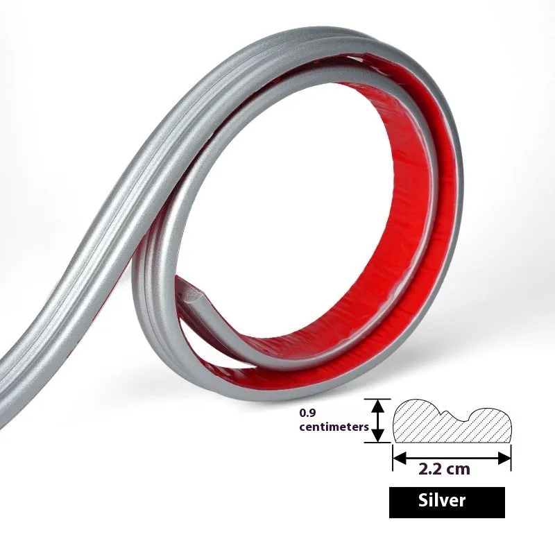 Flexible white PVC self-adhesive edge banding strip for wall shaping and backdrop borders.