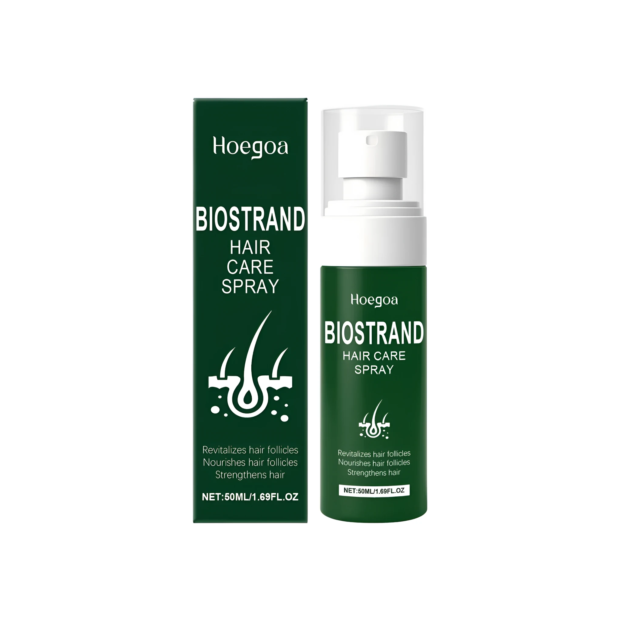 50ml bottle of hair care spray with ginger, rosemary, biotin and vitamin E