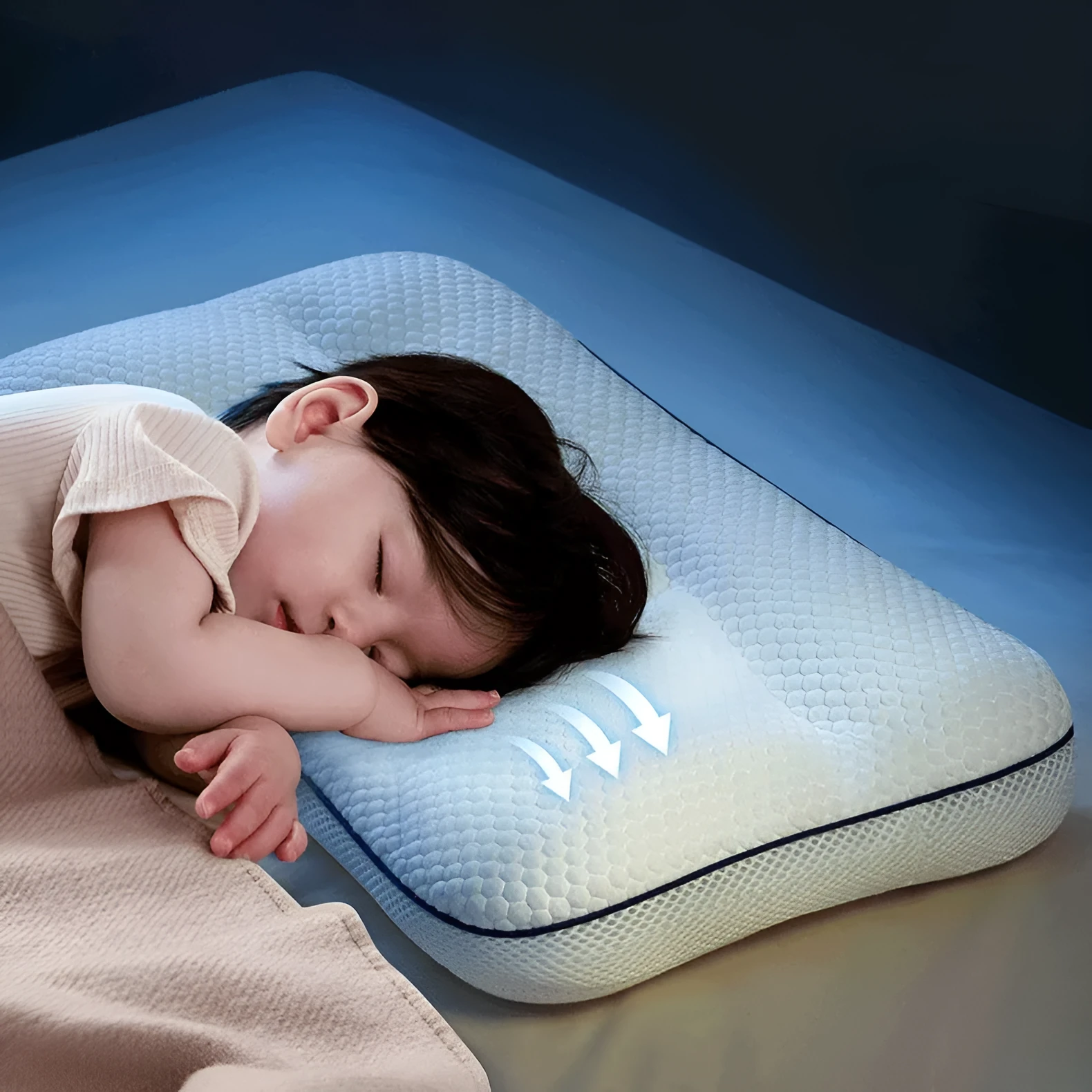 Children's cold warm double-sided antibacterial partition neck pillow with silk floss filling
