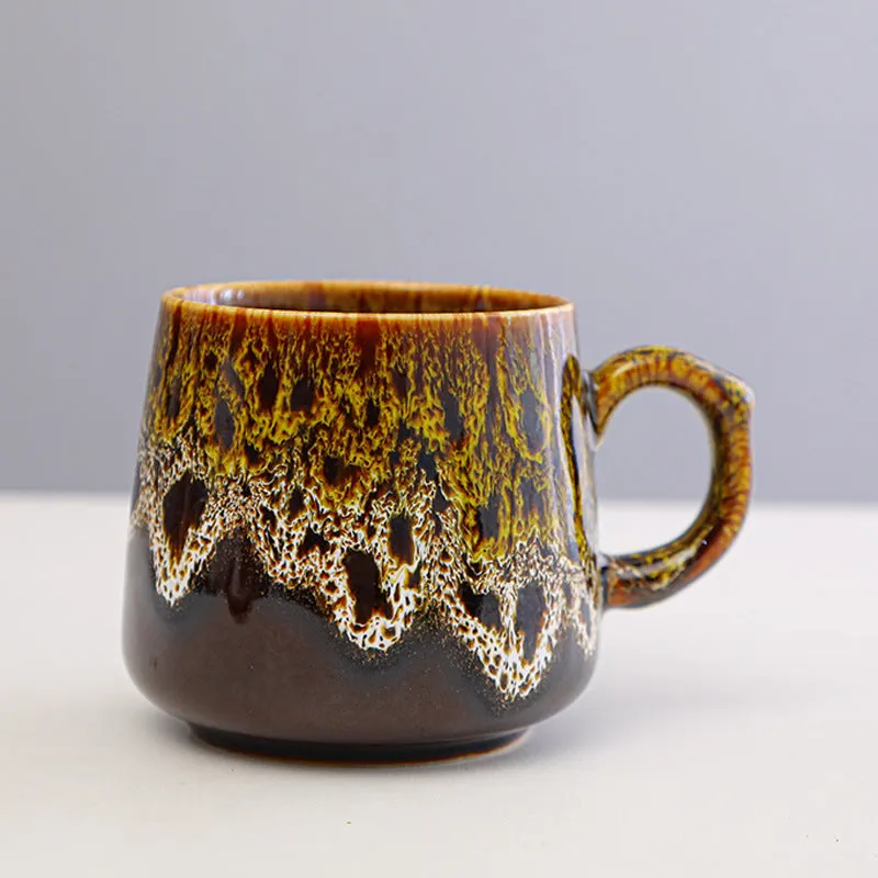 Large capacity retro style coffee mug with 350ml volume for office, home and car use