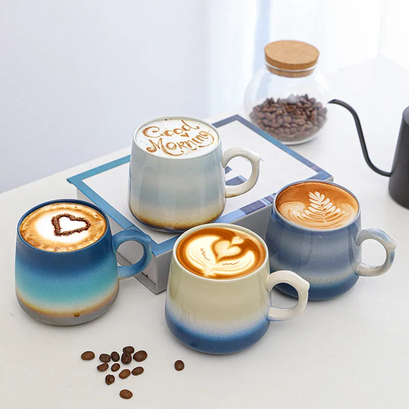 Large capacity retro style coffee mug with 350ml volume for office, home and car use