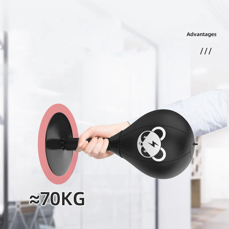 Tabletop boxing speed ball with inflatable sphere on suction cup base for desk training