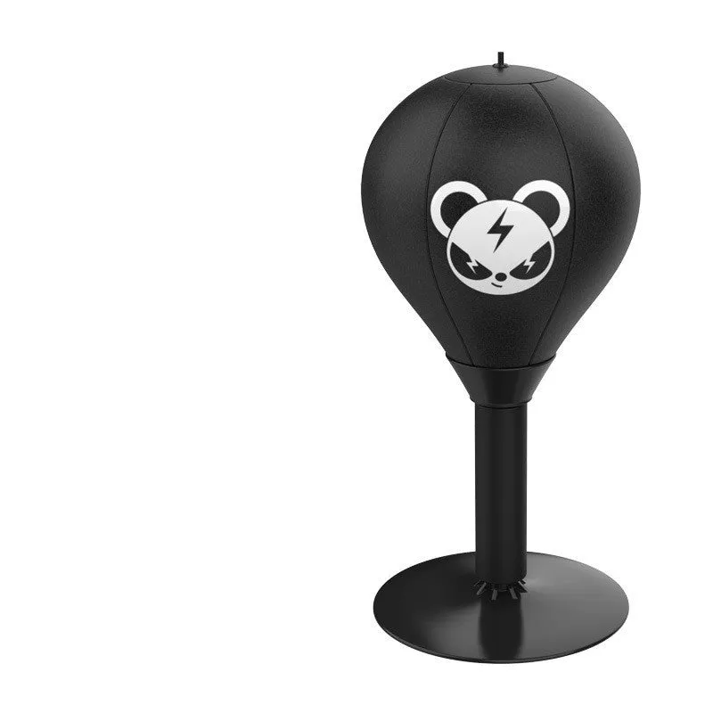 Tabletop boxing speed ball with inflatable sphere on suction cup base for desk training