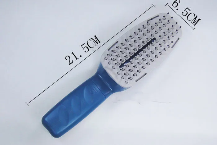A white pet comb with a removable brush head and a handle housing negative ion and active oxygen technology.