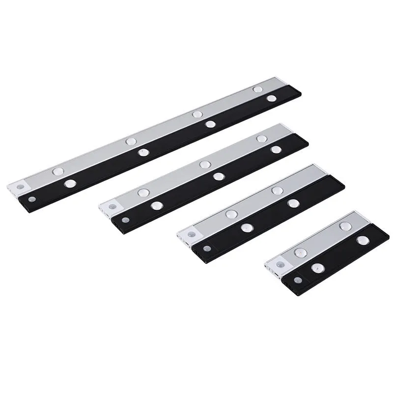 Rechargeable cat's eye hill corrugated LED light strip in black or silver with magnetic mount.