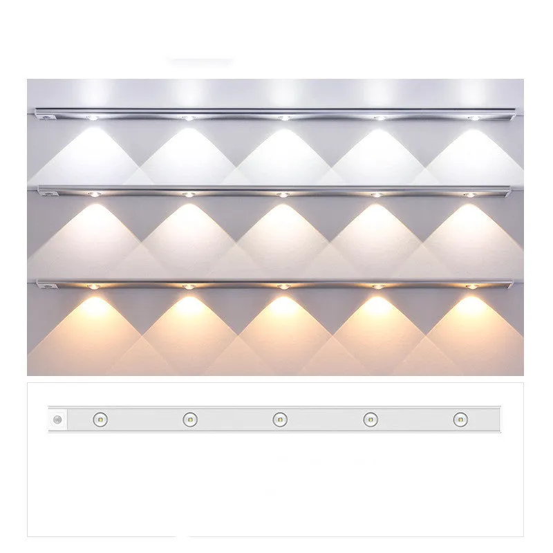 Rechargeable cat's eye hill corrugated LED light strip in black or silver with magnetic mount.