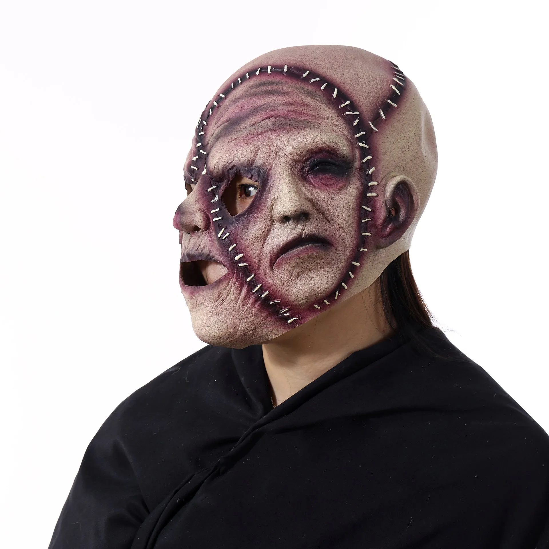 Plastic three-sided grimace horror mask for Halloween and cosplay events