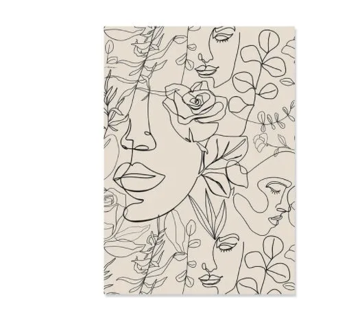Abstract boho-style animal illustration printed on a stretched frameless canvas wall art.
