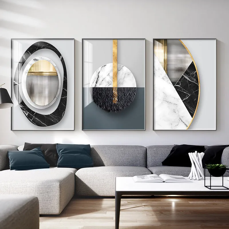Abstract geometric pattern printed on a canvas wall poster, showing one of nine available style variations.