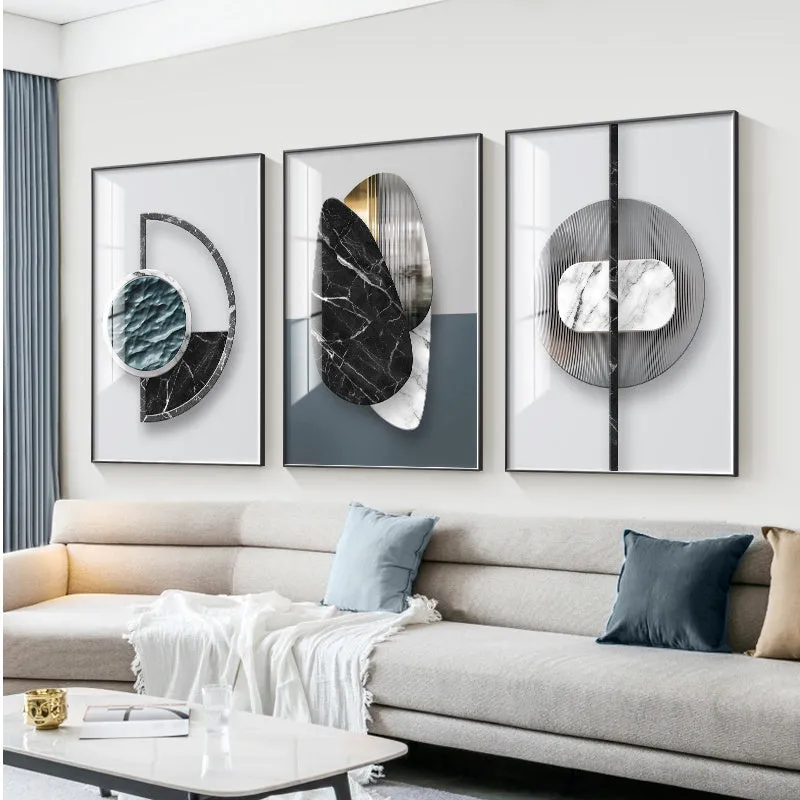 Abstract geometric pattern printed on a canvas wall poster, showing one of nine available style variations.