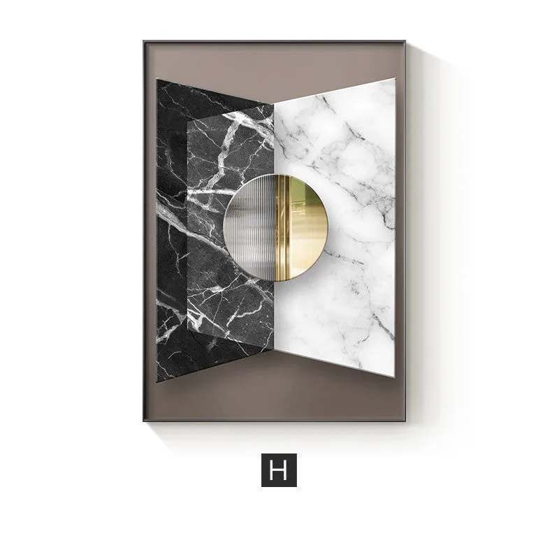 Abstract geometric pattern printed on a canvas wall poster, showing one of nine available style variations.