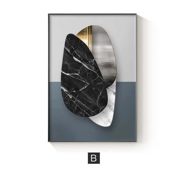 Abstract geometric pattern printed on a canvas wall poster, showing one of nine available style variations.