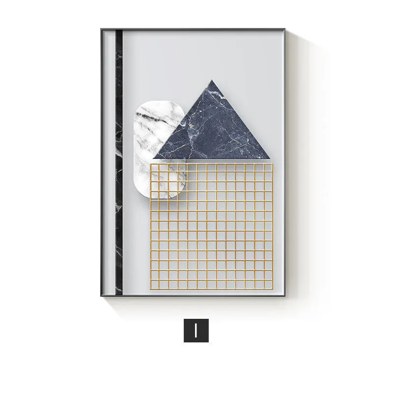 Abstract geometric pattern printed on a canvas wall poster, showing one of nine available style variations.