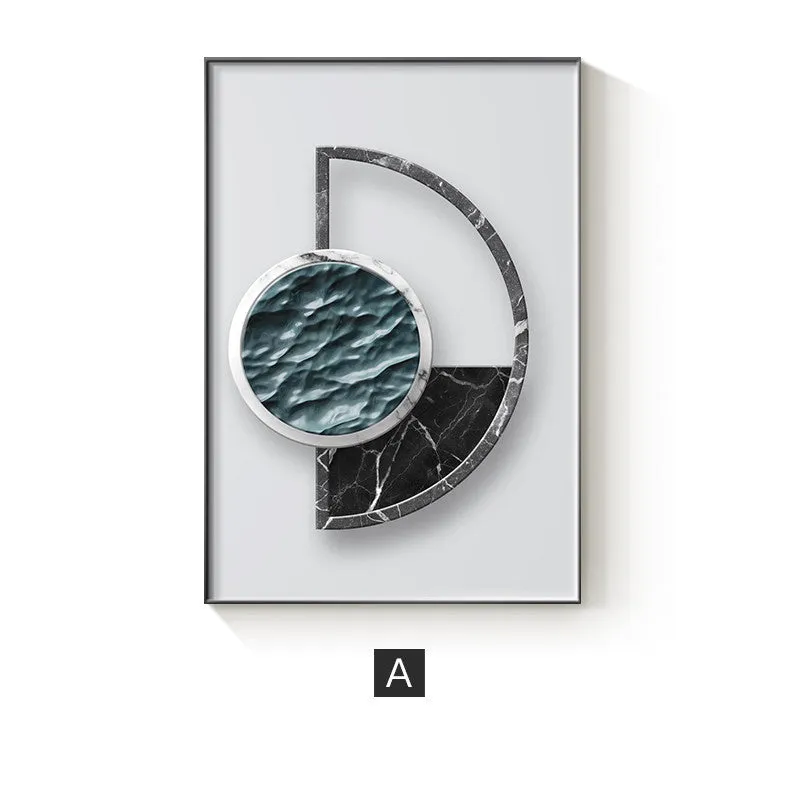 Abstract geometric pattern printed on a canvas wall poster, showing one of nine available style variations.