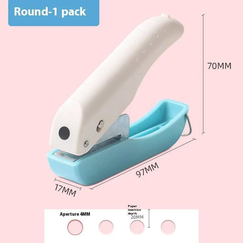 Manual embossing punching machine with heart, star, and small round 4mm and 6mm dies for paper crafts.
