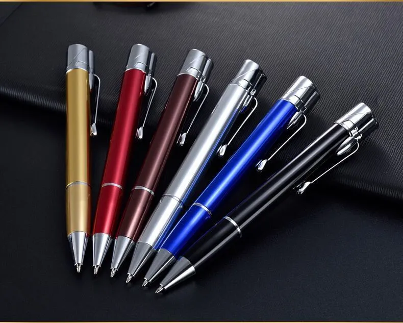 Slim metal refillable jet pen lighter with windproof flame in choice of six colours