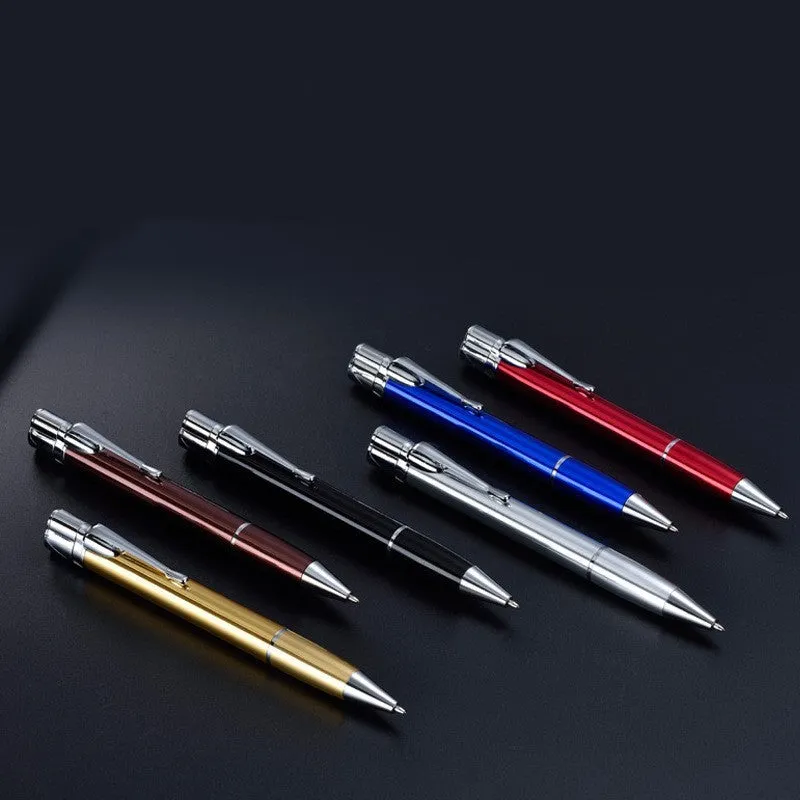 Slim metal refillable jet pen lighter with windproof flame in choice of six colours