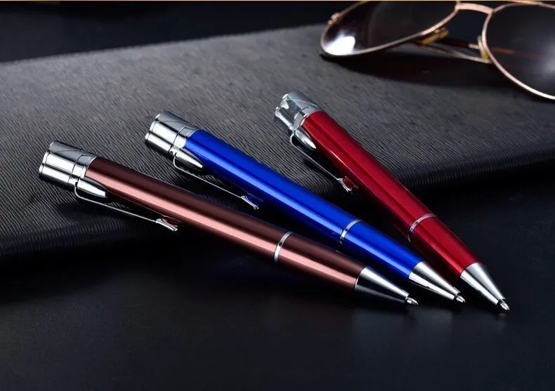 Slim metal refillable jet pen lighter with windproof flame in choice of six colours