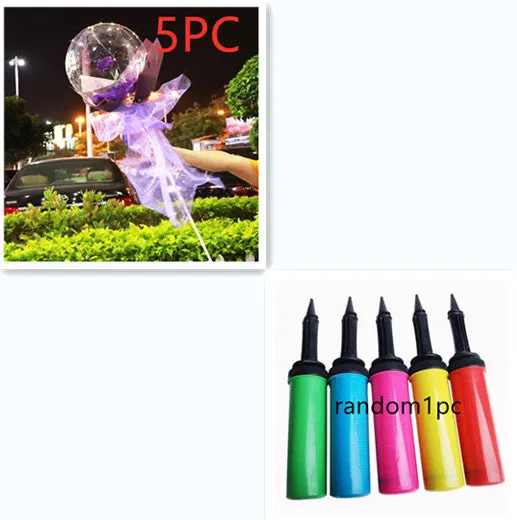 DIY LED luminous transparent balloon rose bouquet kit with artificial flowers and lights for assembly.