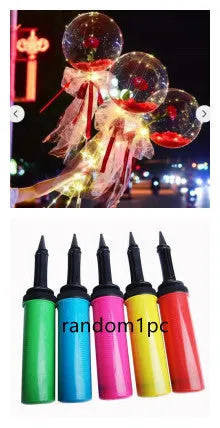 DIY LED luminous transparent balloon rose bouquet kit with artificial flowers and lights for assembly.