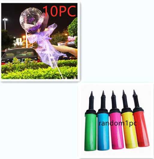 DIY LED luminous transparent balloon rose bouquet kit with artificial flowers and lights for assembly.