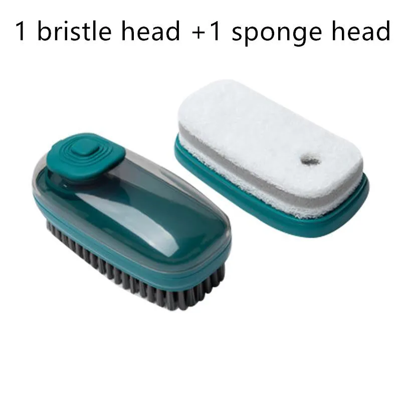 Blue automatic liquid cleaning brush with ergonomic grip for shoes and household cleaning