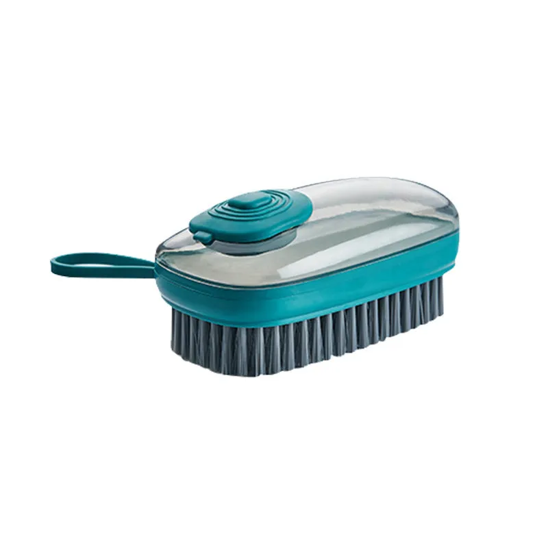 Blue automatic liquid cleaning brush with ergonomic grip for shoes and household cleaning