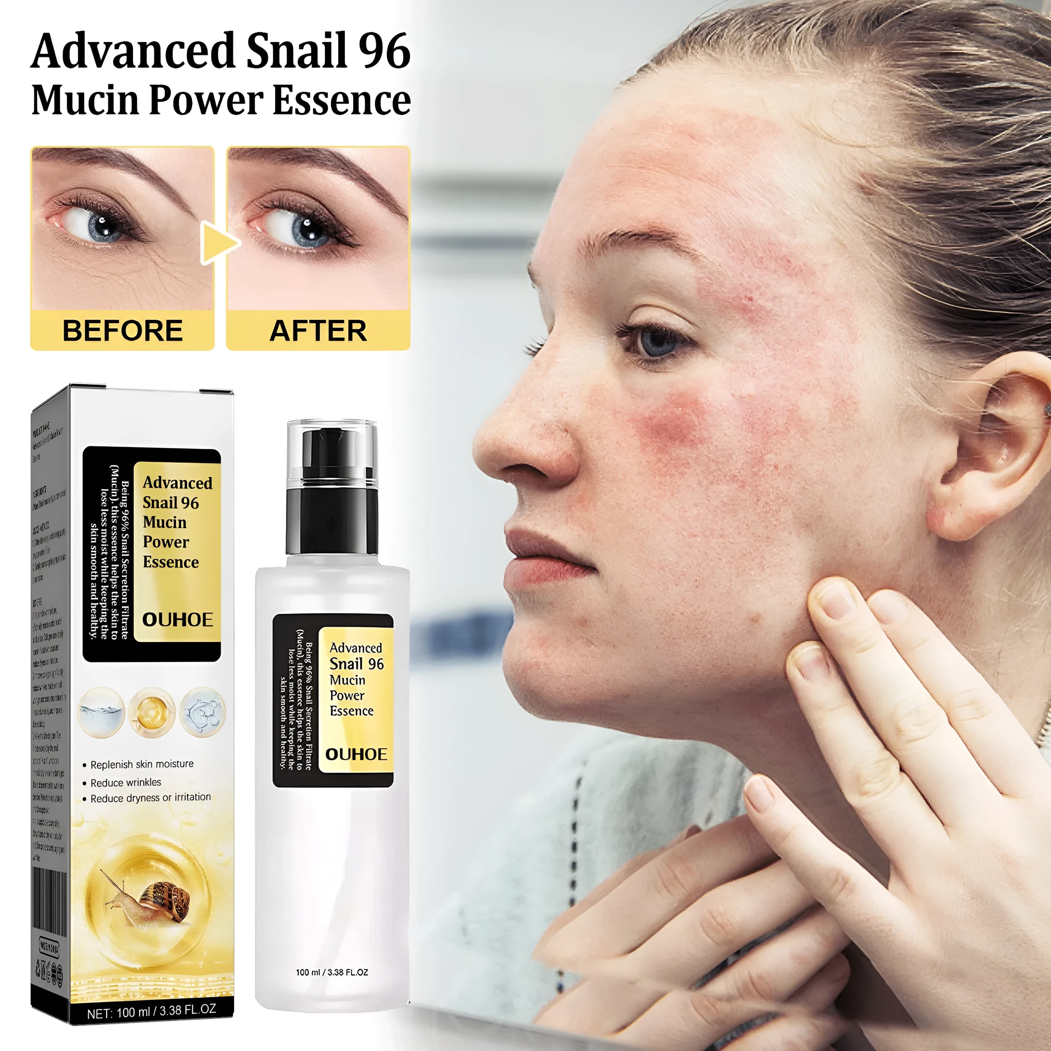 100ml bottle of snail collagen facial serum for hydrating and brightening skin