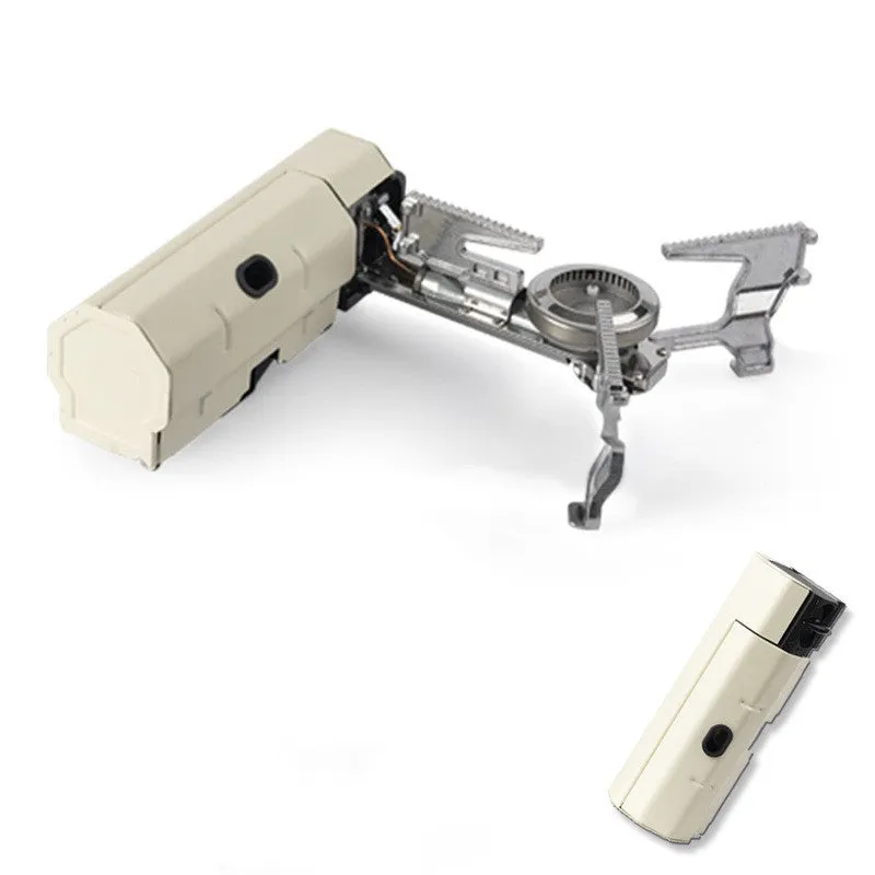 Portable folding camping gas stove 25 x 11 x 8 cm with adjustable control valve and anti-slip feet