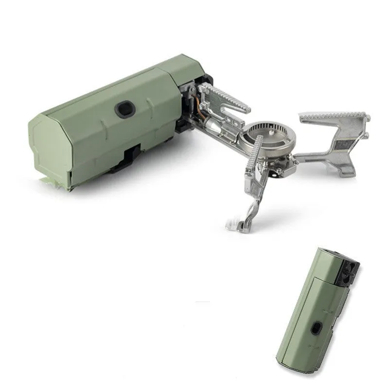 Portable folding camping gas stove 25 x 11 x 8 cm with adjustable control valve and anti-slip feet