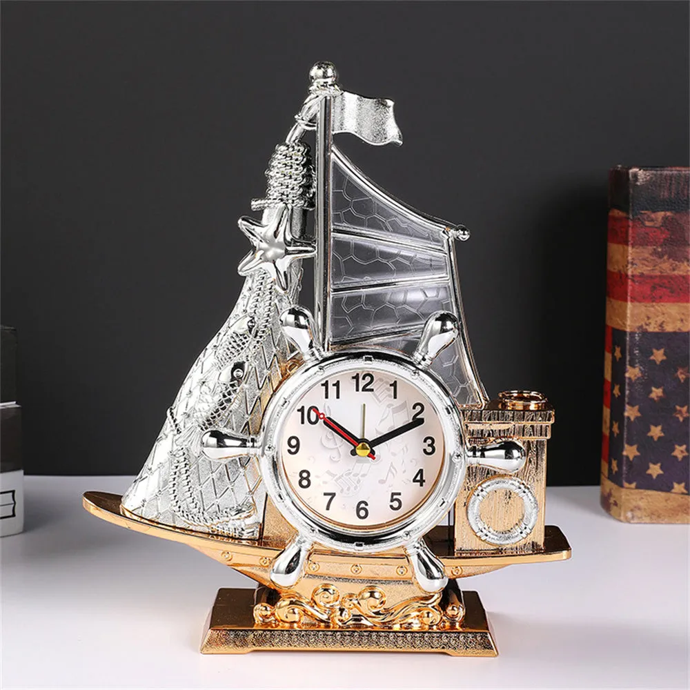 Fashion bedroom clock creative home decor plastic alarm clock in gold or silver colour compact size