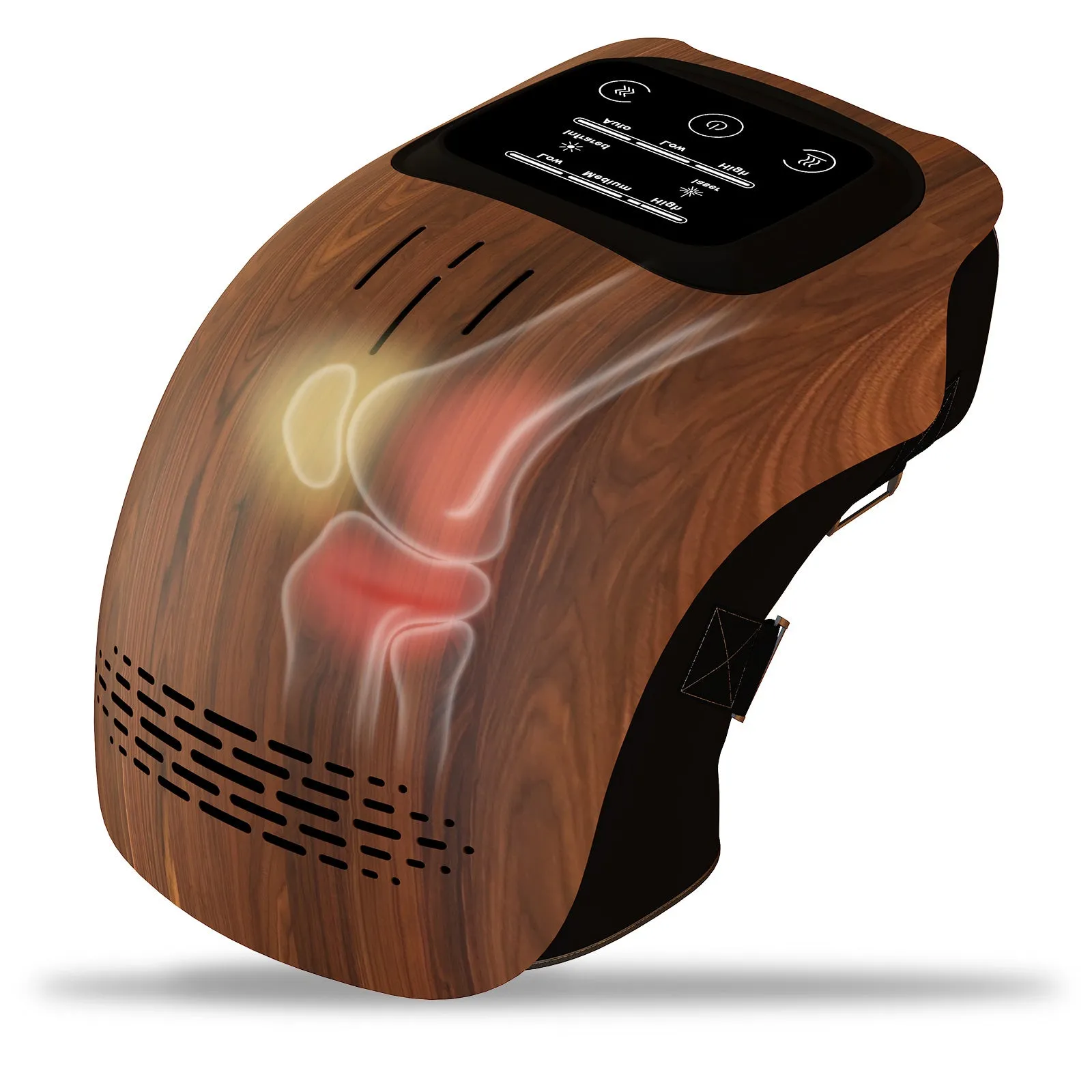 White rechargeable knee massager with infrared laser heating and intelligent kneading functions